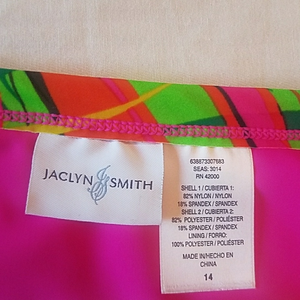 Jaclyn Smith Fuchsia Bikini Skirt with Colorful Trim - Picture 5 of 8